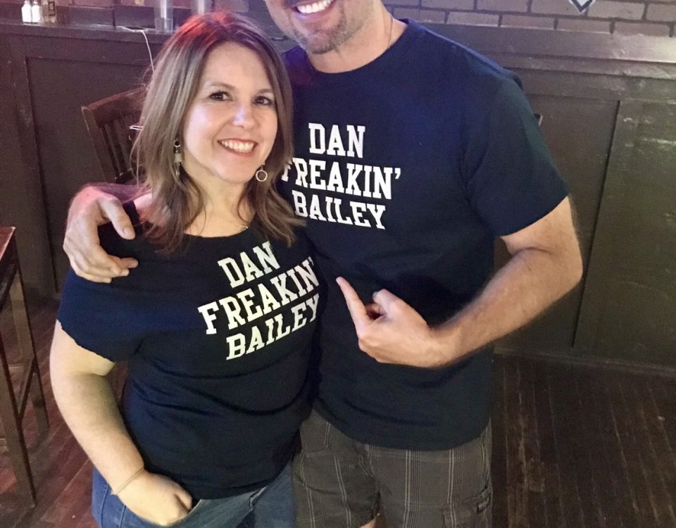 Dan Freakin' Bailey matching shirts for the loving couple Mike and Heather