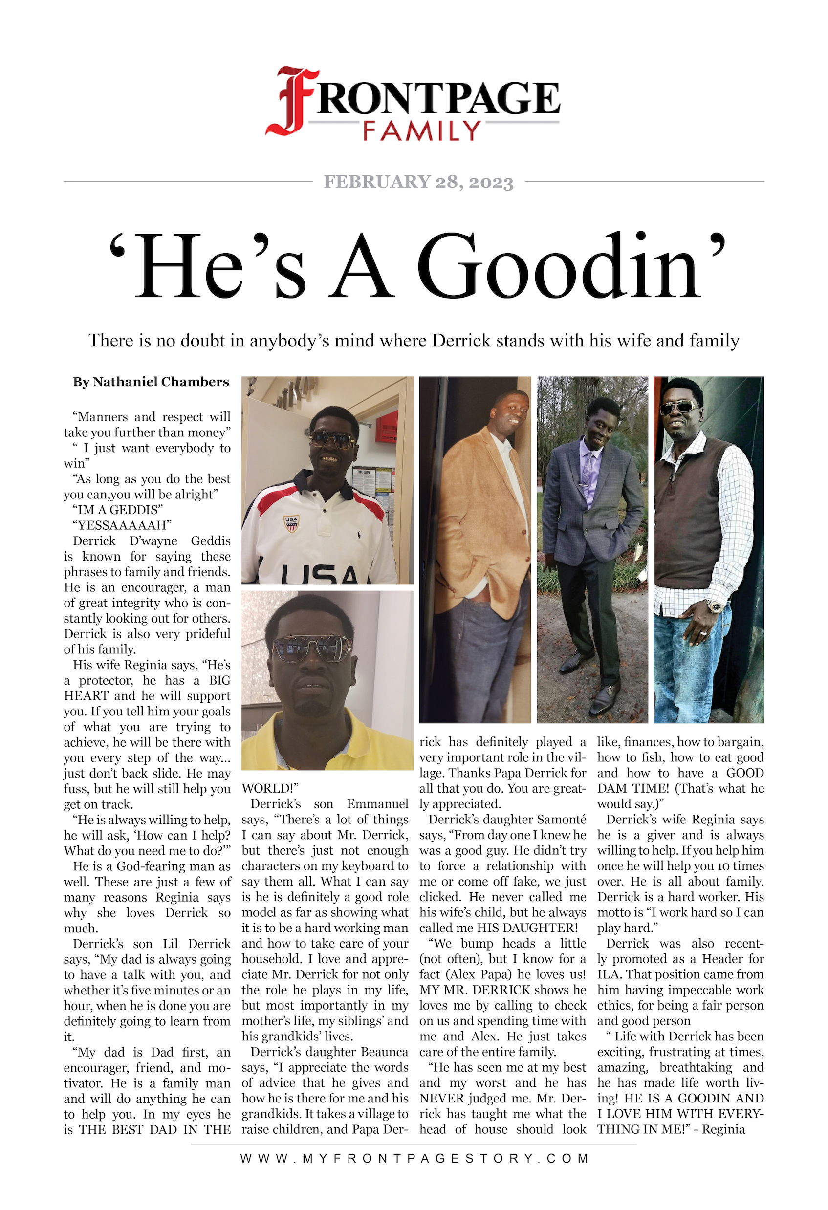 personalized newspaper gift for Derrick Geddis titled ‘He’s A Goodin’