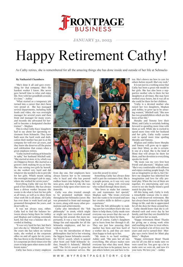 Happy Retirement Cathy!
