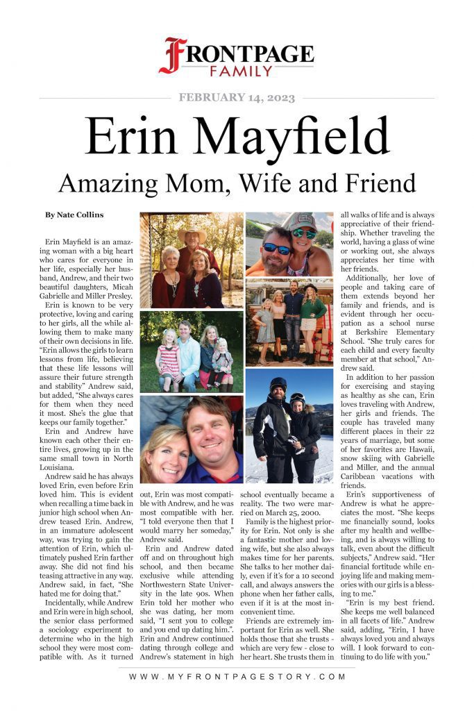 Erin Mayfield - Amazing Mom, Wife and Friend