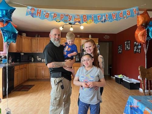 Rachel Birkmire and her clan celebrating a birthday