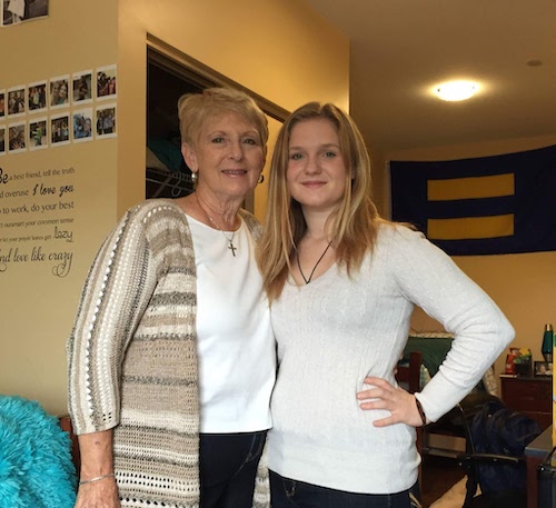 Marilyn Bennette with daughter Kelly hanging out in the office