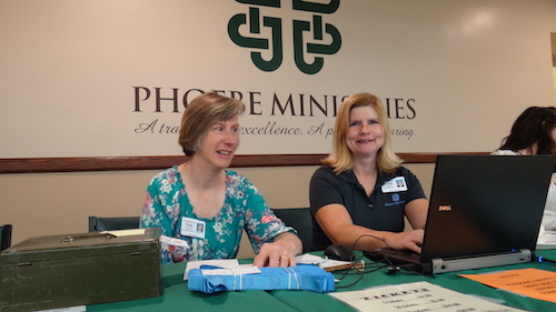 LeadingAge PA's Staff Member of the Year 2023 award winner Linda Plunkett selling tickets at Phoebe Ministries in 2015