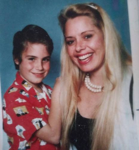 Dawn Vitale and her son taking a picture together when he was younger