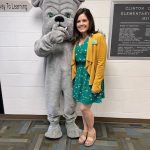 Principal Aubree Smith with the Clinton Central Elementary School mascot
