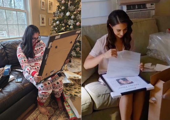 two ladies opening their FrontPage Christmas stories