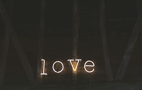 neon lights spelling out love