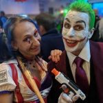 John and Kimmy dressed in Joker and Harley Quinn cosplay