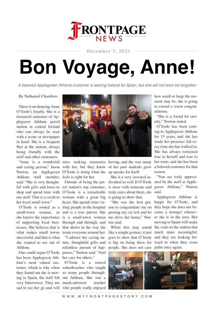 A special story titled 'Bon Voyage, Anne!'