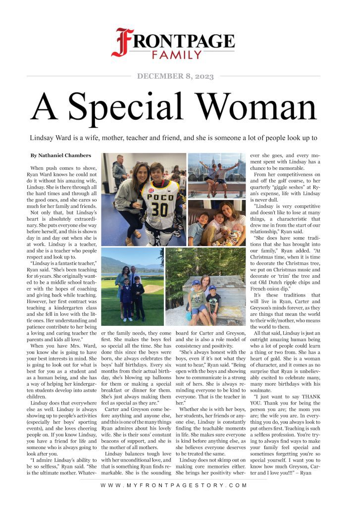 personalized 40th birthday gift story for Ryan's wife titled 'A Special Woman'