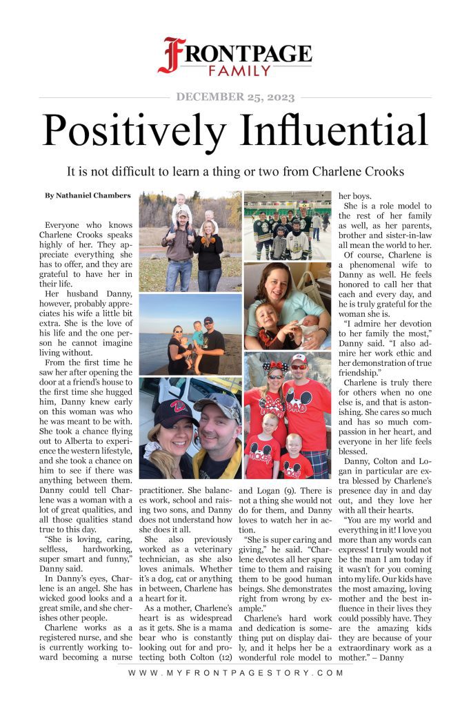 Positively Influential: Charlene Crooks personalized newspaper