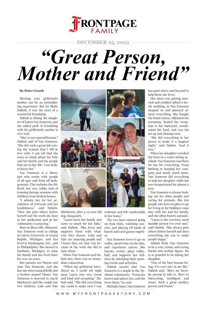 personalized newspaper titled "Great Person, Mother and Friend”