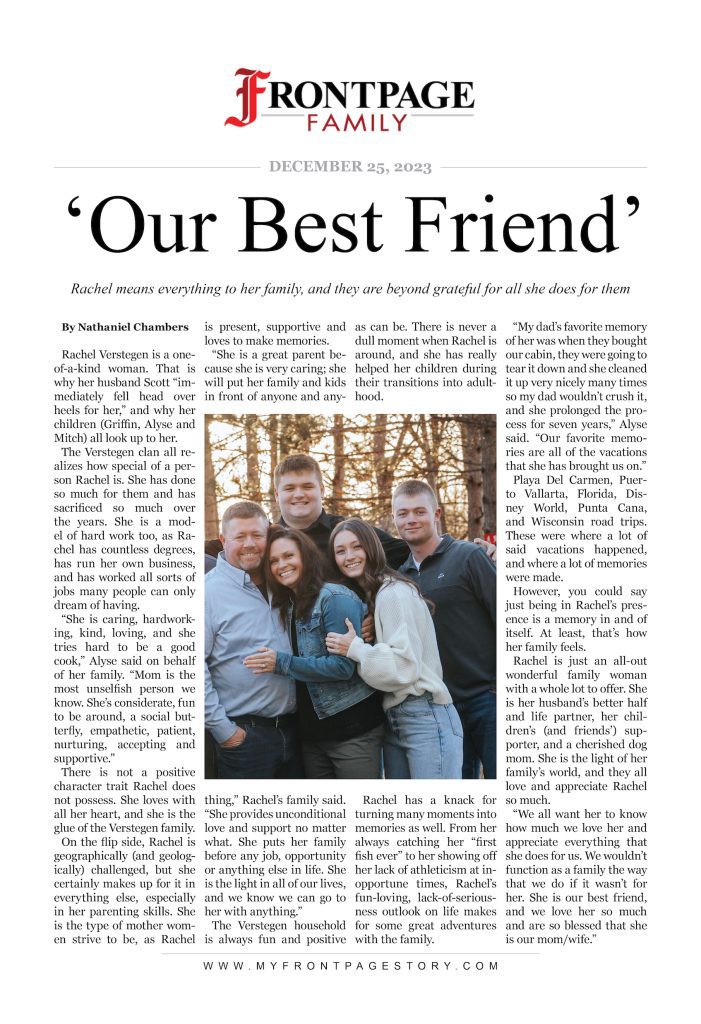 ‘Our Best Friend’: Rachel Verstegen personalized story