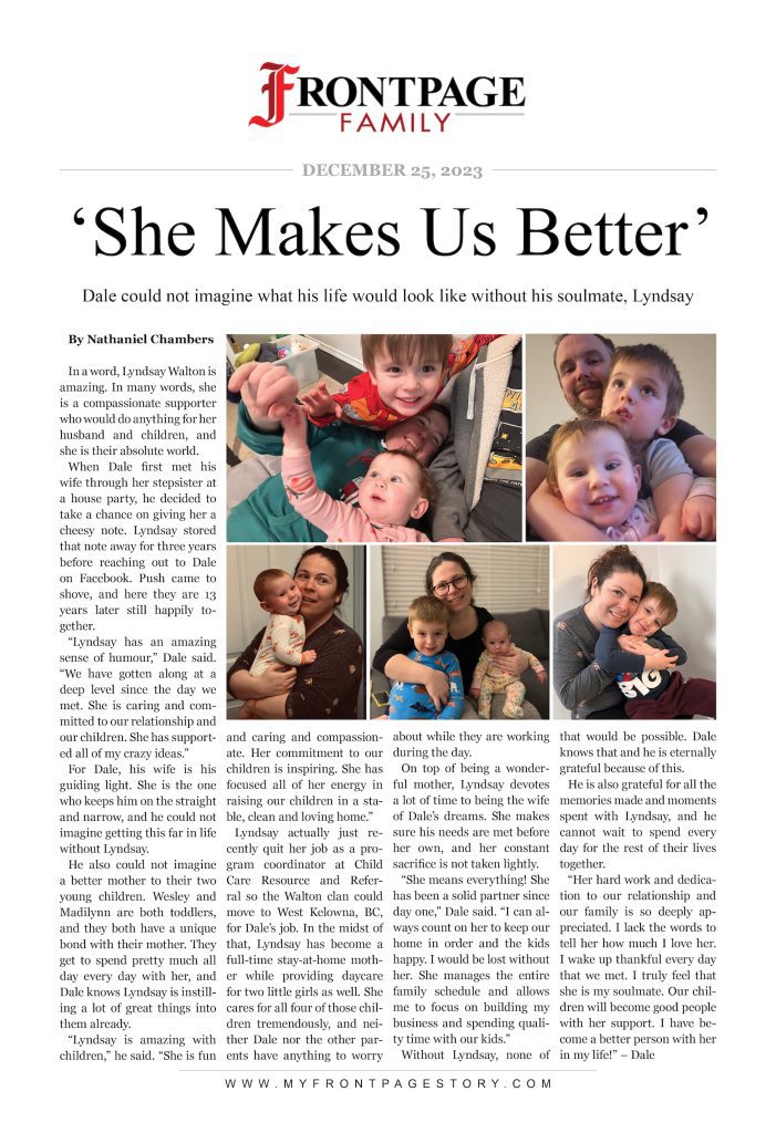 ‘She Makes Us Better’: Lyndsay Walton personalized story