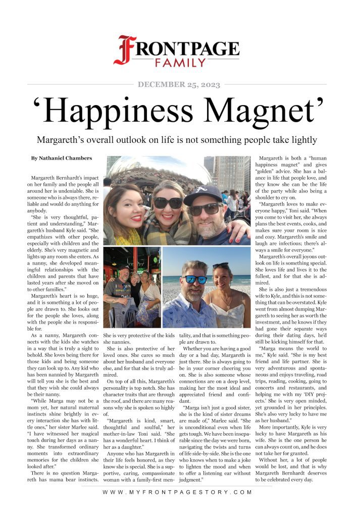 ‘Happiness Magnet’: Margareth Bernhardt custom story