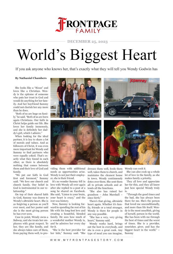 World’s Biggest Heart: Wendy Godwin personalized news story