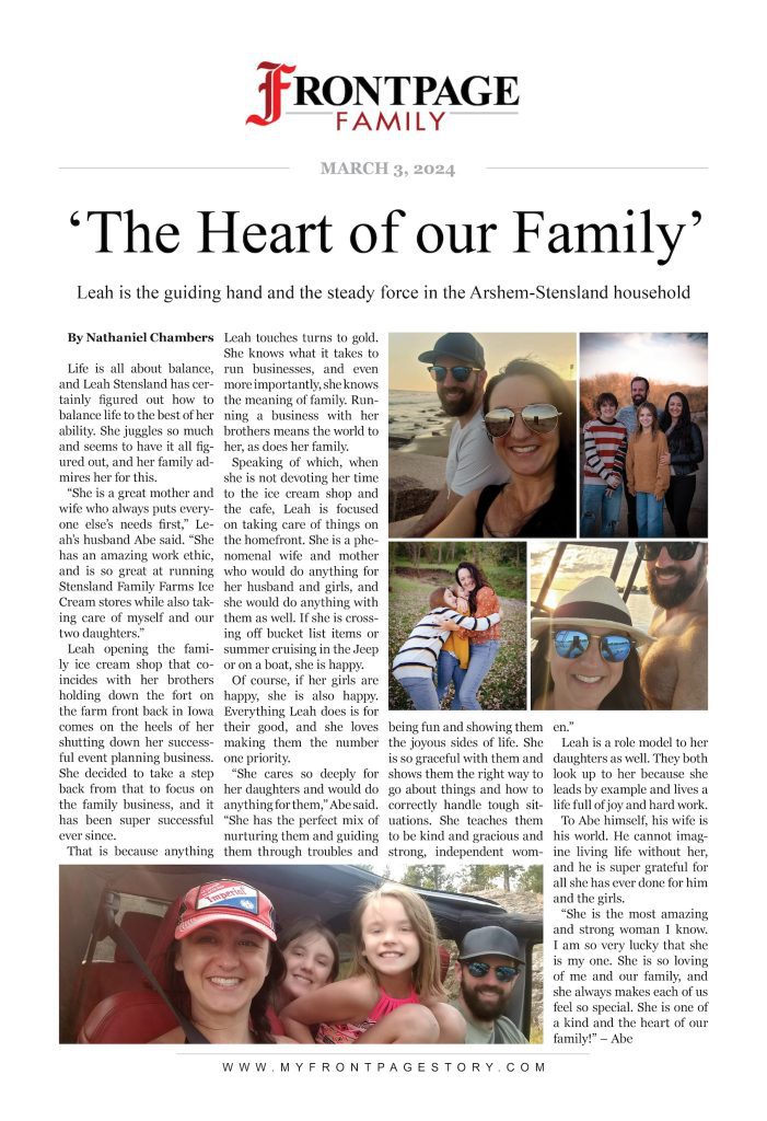 ‘The Heart of our Family’: Leah Stensland custom story