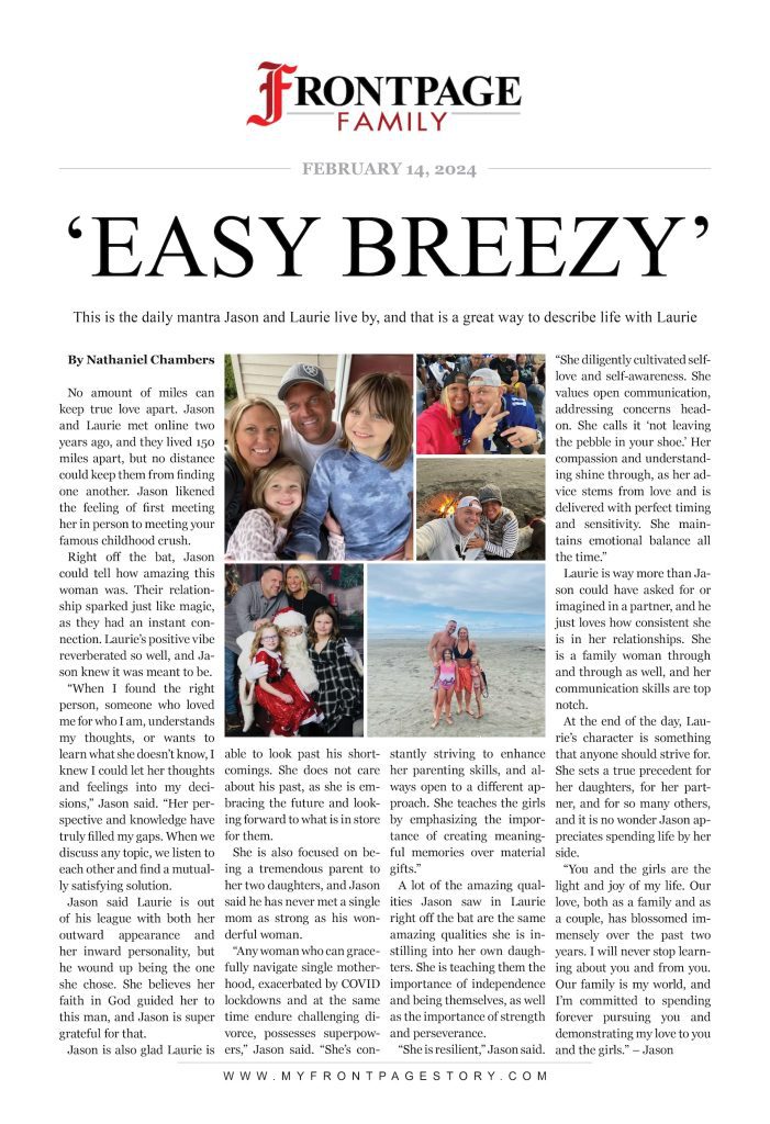 'EASY BREEZY': Jason and Laurie personalized story