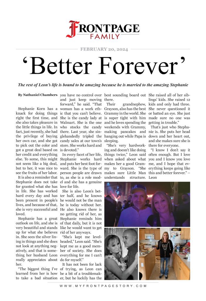 ‘Better Forever’: Leon and Stephanie custom newspaper