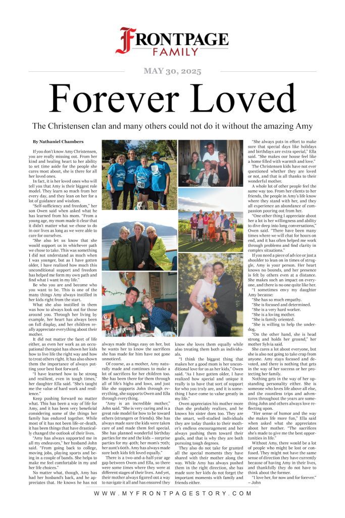 Amy Christensen customized Mothers Day and anniversary and birthday newspaper
