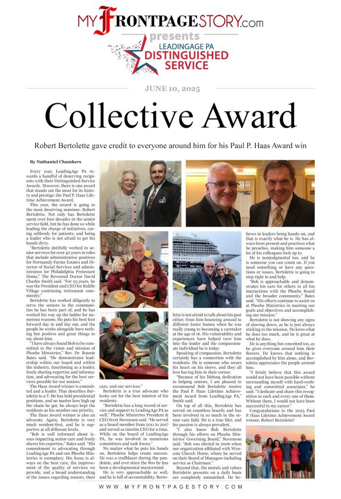 Robert Bertolette (Haas Lifetime) LeadingAge PA award winner